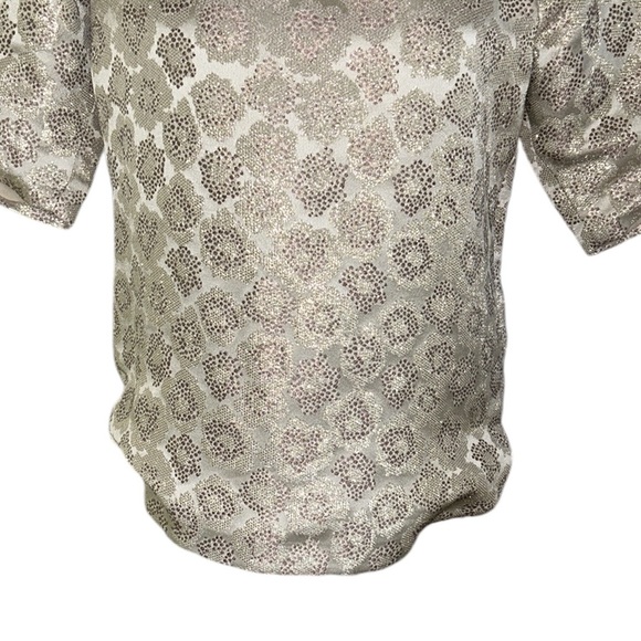 J. Crew Silk Blend Metallic Gold Brocade Top - 2 - Picture 6 of 14